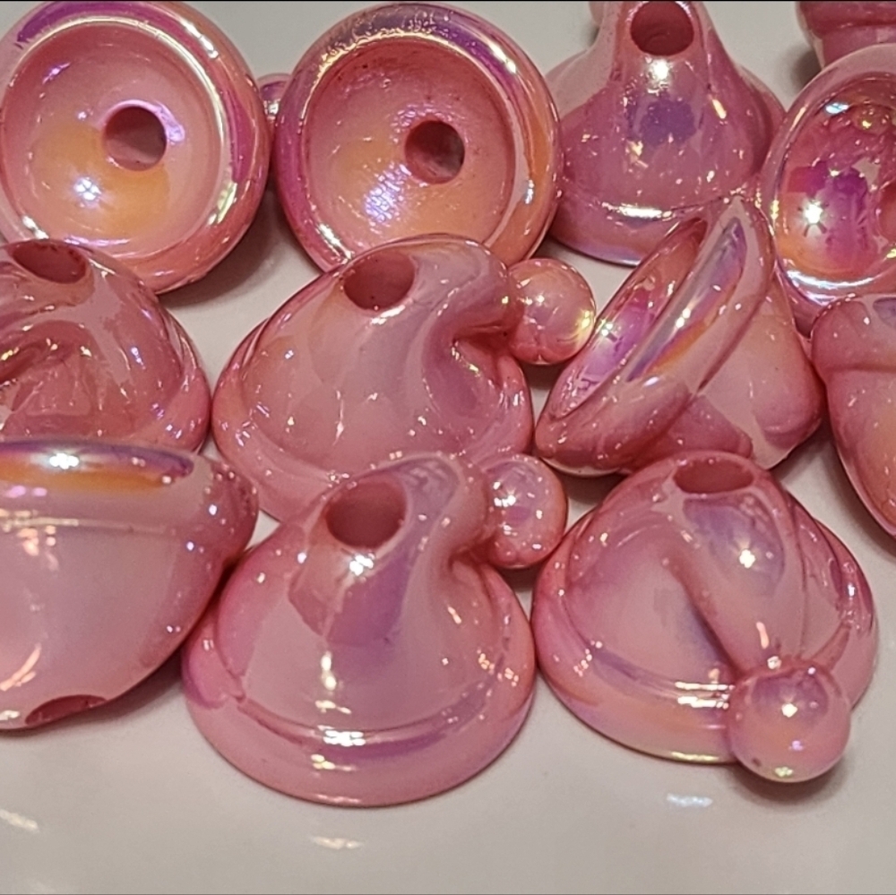 Pink Beads Iridescent Hats Toboggans Acrylic 4 Piece Crafts Jewelry Making